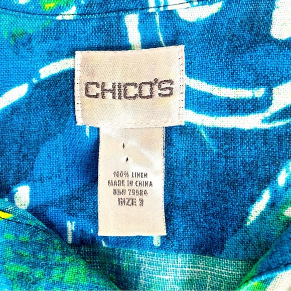 Chico’s Abstract Print Linen Button Up 3/4 Sleeve Blouse Size 16 - Picture 4 of 5